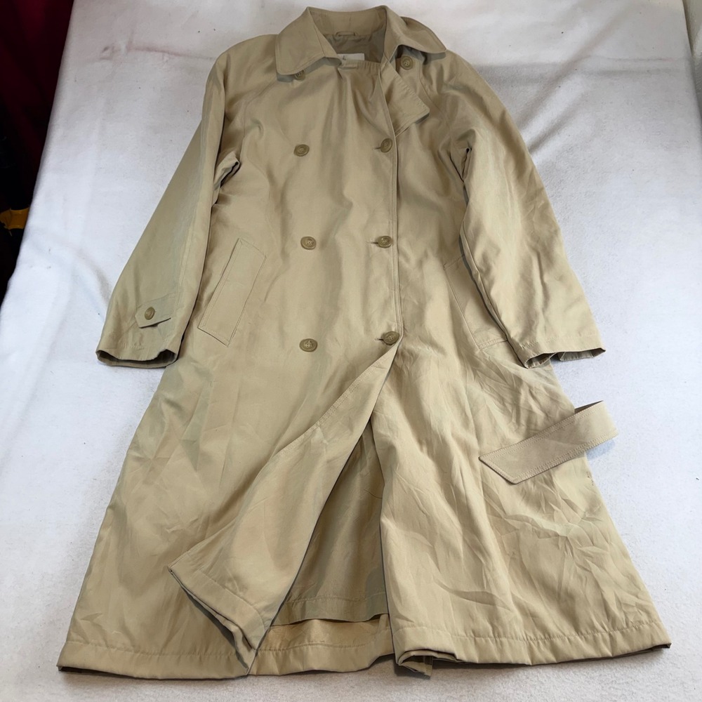London Fog Womens Tan Double Breasted Belted Trench Coat Size 12 Reg